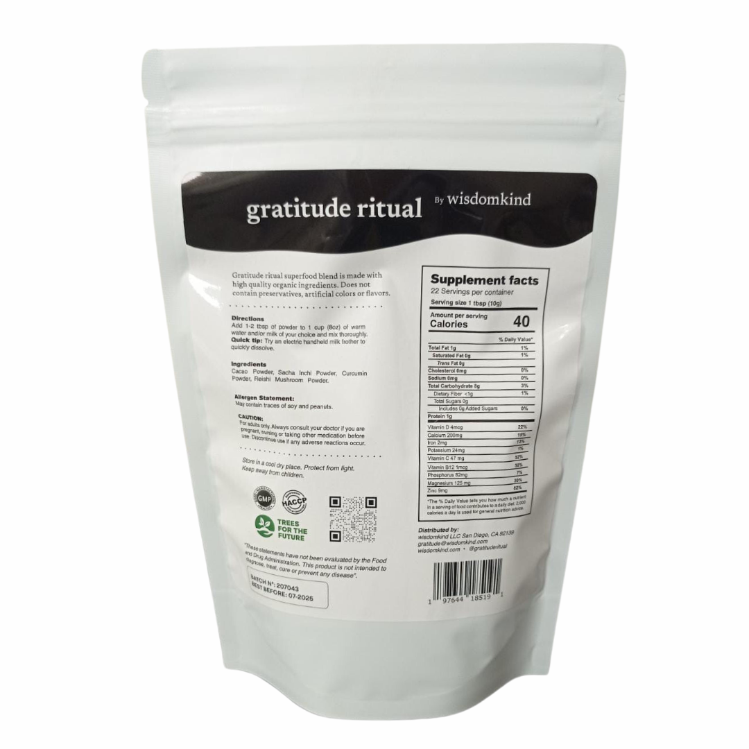 gratitude ritual by wisdomkind back side of the label